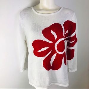 J.G. Hook Floral Design 3/4 Length Sleeve Sweater